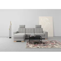 Ecksofa SIT & MORE "Quincy L-Form", silber, B:252cm H:82cm T:161cm, Sofas, wahlweise mit Bettfunktion und Bettkasten