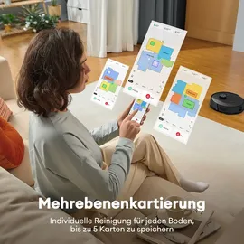 Ultenic Staubsaugerroboter mit Wischfunktion,150min Laufzeit,420W/5000pa,automatisches Aufladen,Sprachsteuerun ,LiDAR Lasernavigation,55db - Schwarz