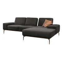 W.SCHILLIG Ecksofa run, Designsofa mit tollem Sitzkomfort, bequem, L-Form, mit Holzsockel, Füße in Bronze pulverbeschichtet, Breite 279 cm grau