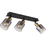 GLOBO - Deckenleuchte Deckenlampe Spots verstellbar Gold Schwarz Glas Rauchfarbe l 40 cm