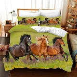 CXYXHW Bettwäsche Set 3 Teilig Bettbezüge 3D-Druck Tiere Pferd Motiv Bettbezug,Mikrofaser,Pflegeleicht,mit Kissenbezug,für Jugendliche Kind Junge Mädchen (C,135x200cm)