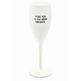 Koziol Sektglas 100 ml mit Druck CHEERS No. 1 LOVE YOU TO THE MOON, Weingläser, Weiss