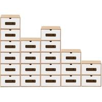 20er Set Schuhboxen Aufbewahrung Karton Pappe mit Schubladen Kiste stapelbar bw