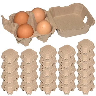Enten Eierkartons 25pcs Eierkartons 4 Zählungen Kapazität Eierkisten wiederverwendbare natürliche Zellstoffkartons Stapelbare Enten Eierkarton Eierlager für Familienfarmmarkt Küche