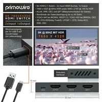 Primewire 8k HDMI Switch 2.1a, 2X Input HDMI Buchse,