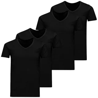 Jack & Jones Unterziehshirt Basic V-Neck Tee SS (4-St) aus softem Baumwoll-Jersey schwarz 2XL