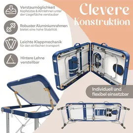 Kesser KESSER® Massageliege klappbar & höhenverstellbar 3 Zonen Massagebett Massagetisch Kosmetikliege Therapieliege Aluminium + 10x Gesichtsauflage mit Kopfstütze Armlehnen & Tasche