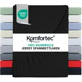 Komfortec Spannbettlaken Jersey 160 x 200 cm schwarz