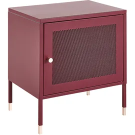 Beliani Nachttisch OSSETT Metall Dunkelrot