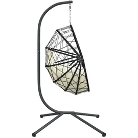 vidaXL Hängesessel Ei-Design Rattan 0 x 0 x 0 cm Taupe mit Kissen