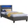 CARO-Möbel Polsterbett Mandalay 90 x 200 cm grau - mit LED Beleuchtung Einzelbett Kunstlederbett mit Lattenrahmen