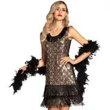 Boland 87114 - Kostüm Flapper Peacock, Größe L, kurzes Kleid mit Fransen, Pailletten und Pfau-Muster, Charleston-Lady, 20er Jahre, Silvester, Karneval, Mottoparty