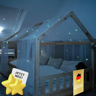 lilimaus Betthimmel fürs Hausbett mit Leuchtsternen nachtleuchtend - Weiß
