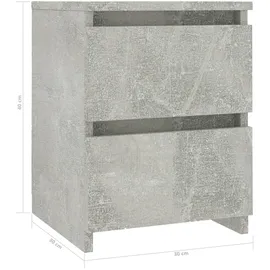 vidaXL Nachttische 2 Stk. Betongrau 30×30×40 cm Holzwerkstoff