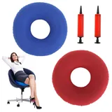 2 Stk Aufblasbares Ringkissen,Sitzring Nach Op,sitzkissen Ring Sitzring,Orthopädisches Rundkissen mit Pumpe,Orthopädische Sitzring mit Pumpe für Hämorrhoiden,Korrektur der Sitzhaltung (blau und rot)