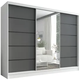 A&J MöbelLand Schiebetürenschrank AURELIA 2 200 x 0 x 0 cm Weiß/Grau