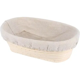 Gärkorb für Brot, Gärkörbchen Gärkorb Peddigrohr Rattan Leineneinsatz Gebäck Brotkorb Obstkorb, Teigkorb aus Rattan zum Aufgehen, Gärschüssel, Backzubehör für Hobbybäcker (Oval 15x8x5cm)