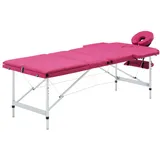 vidaXL Massagetisch Klappbar 3 Zonen mit Tragetasche Therapie Massageliege Massagebank Kosmetikliege Therapieliege Massage Liege Aluminium Rosa