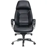 AMSTYLE Bürostuhl Echtleder Schwarz 120 kg,