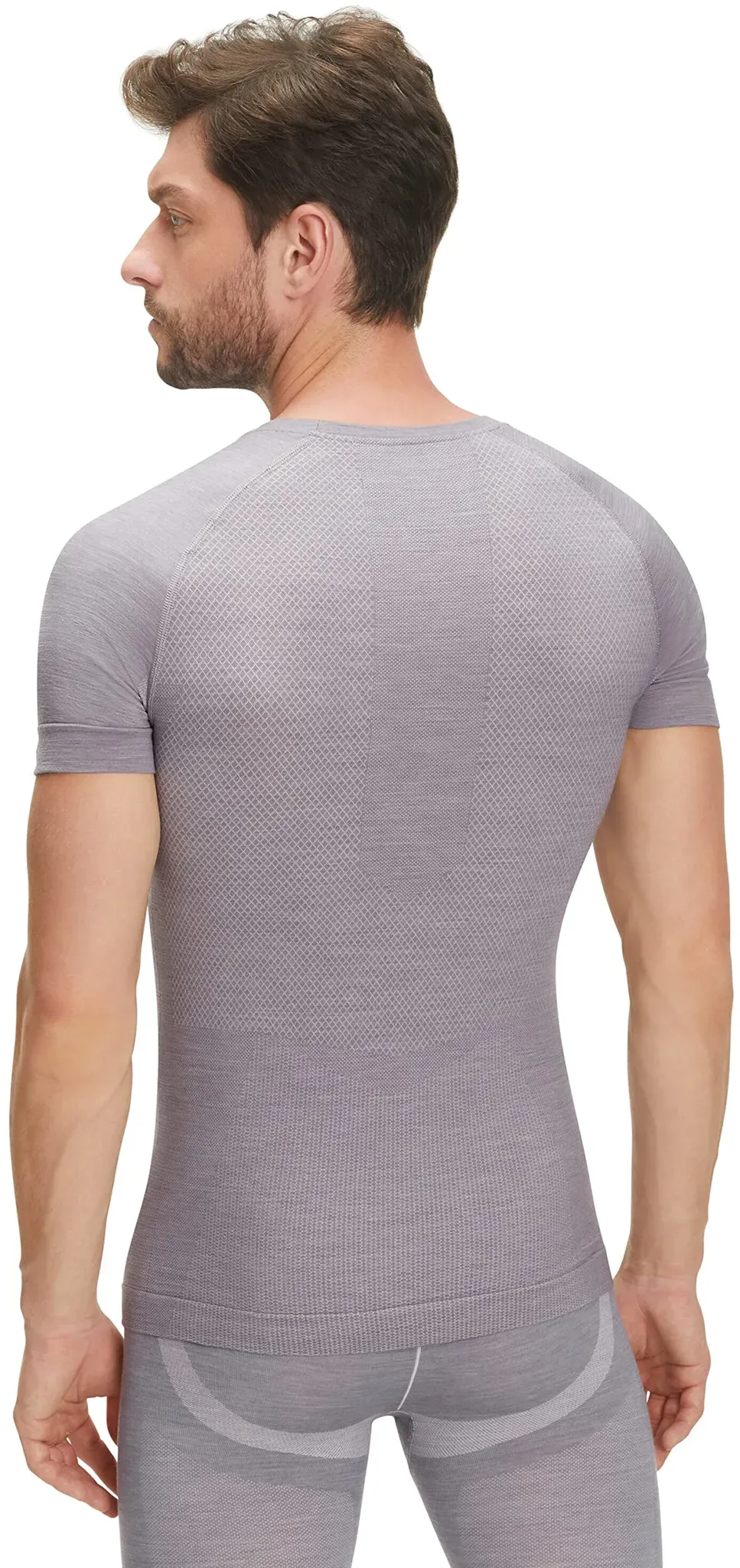 FALKE Herren Baselayer-Shirt Wool-Tech Light Round Neck M S/S SH Wolle Schnelltrocknend 1 Stück, Grau (Grey-Heather 3757), L