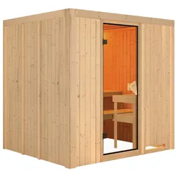 Karibu Sauna Sodin-ohne Ofen-Ohne Dachkranz inkl. 8-teiligem gratis Zubehörpaket (Gesamtwert 191,92€)