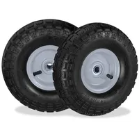 Relaxdays Sackkarrenrad 2er Set 4.10 3.50-4, Grau,Schwarz