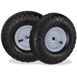 Relaxdays Sackkarrenrad 2er Set 4.10 3.50-4, Grau,Schwarz