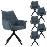 Esszimmerstuhl 6er Set Ginosa blau drehbar Design Dining-Sessel Drehstuhl