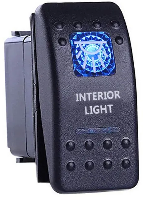 Knopf, Taste, Für den Einbau, Für Innenraumbeleuchtung, Deckenleuchte, Lampe, LED-Beleuchtung, 12V - 24V, Beschriftung 