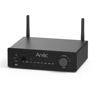 Arylic B50 Verstärker mit Bluetooth, Stereo Amplifier, 2 Kanal 50W*2 Home Audio AMP, mit HDMI, ARC, Opt, DAC, Phono Eingang. Unterstützt aptX High-Definition-Musikübertragung und -Empfang.