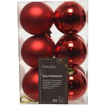 Kaemingk Weihnachtsbaumkugeln bruchfest 6 cm 12 Stück weihnachtsrot