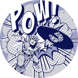 KOMAR Vlies Fototapete selbstklebend - Captian America Pow - Größe 125 x 125 cm (Breite x Höhe) - Marvel, Kinderzimmer, Kindertapete, Tapete, Wandtattoo