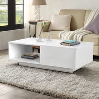 Couchtisch Hochglanz Weiß Tisch Wohnzimmertisch Beistelltisch & Schublade Modern