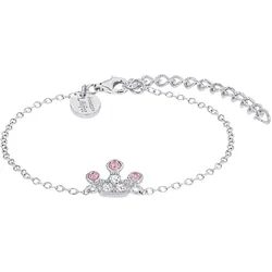 Armband PRINZESSIN LILLIFEE "Krone, 2036939", rosa (silberfarben, weiß, rosa, weiß, rosa), Armbänder, Mädchen, Silber 925 (Sterlingsilber), mit Glasstein