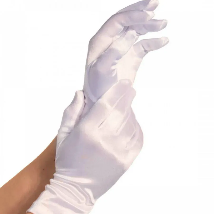 LEG AVENUE Satin-Handschuhe Weiß