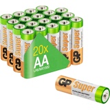 GP Batteries Batterie »20er Pack Super Alkaline AA«, LR6, 1,5 V, (Set, 20 St.), bunt