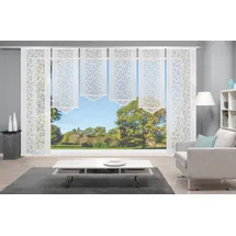 HOME WOHNIDEEN Schiebegardine JENNA (6 St), Klettband, halbtransparent, Schiebevorhang Jacquard Set weiß 57 cm x 245 cm