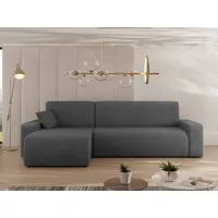 MIRJAN24 Ecksofa Piano L Cord, mit Bettkasten und Schlaffunktion, Schwarze Füße, Wellenfeder, L-Form grau 244 cm x 82 cm x 145 cm