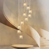 ZMH Pendelleuchte 10-flg. 230 cm transparent Glas höhenverstellbar modern