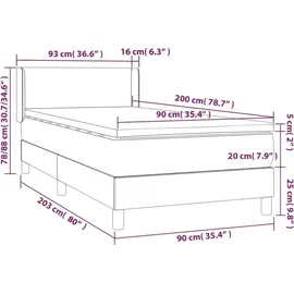 vidaXL Boxspringbett 90 x 200 cm Weiß
