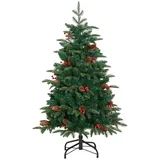 vidaXL Künstlicher Weihnachtsbaum Klappbar mit Zapfen Beeren 150 cm Modell 3