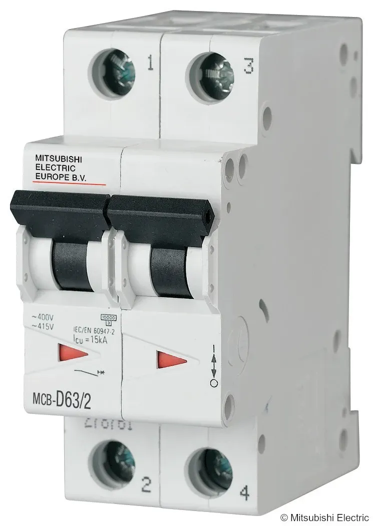 Mitsubishi Electric 1A, 2-polig, D-Kurve MCB-D1/2