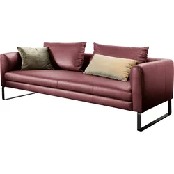 3-Sitzer 3C CANDY "Avola Designsofa mit Lederbezug, tolle Verarbeitungsdetails", rot, B:204cm H:85cm T:100cm, Sofas, bequem und komfortabel