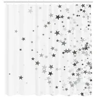 ABAKUHAUS Duschvorhang Sterne Celebration 175 x 200 cm grau