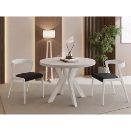 WFL GROUP Runder Esstisch 80 x 77 x 80 cm beige