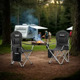 Tectake Campingstuhl Gepolstert Schwarz