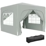 Outsunny Faltpavillon 3 x 3 m inkl. 4 Seitenteile Hellgrau