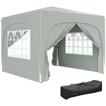 Outsunny Faltpavillon 3 x 3 m inkl. 4 Seitenteile Hellgrau