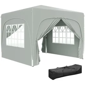 Outsunny Faltpavillon 3 x 3 m inkl. 4 Seitenteile Hellgrau