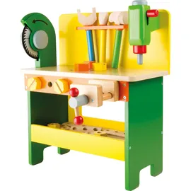 Small Foot Company small foot 1538 Werkbank "Christian" aus Holz, Holzspielzeuge inkl. Schrauben, Muttern und Lochbrettern, ab 3 Jahren